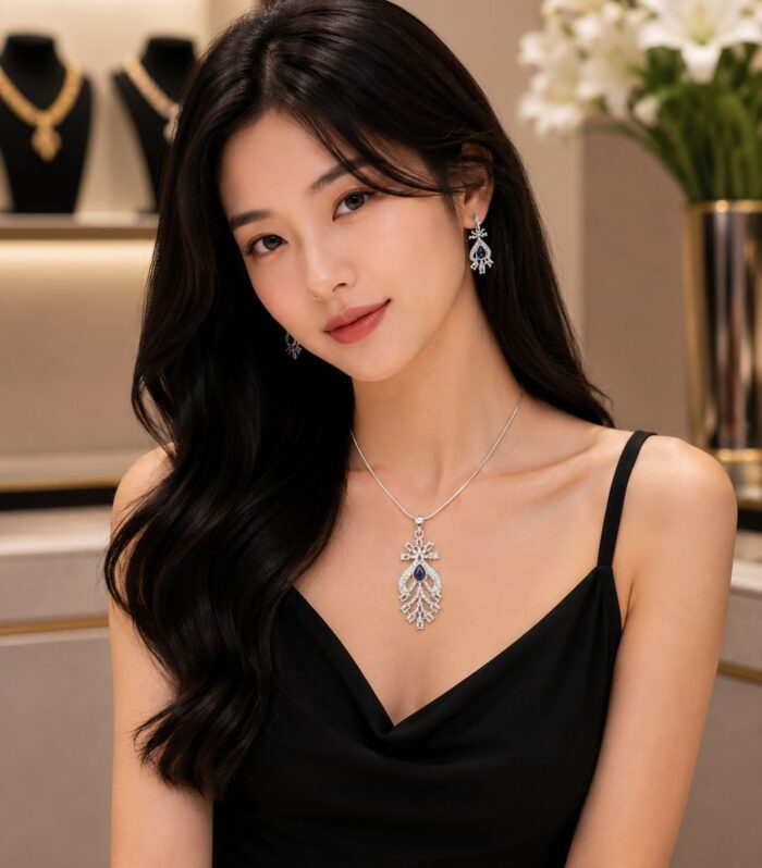 AD Diamond Chain Pendant Set