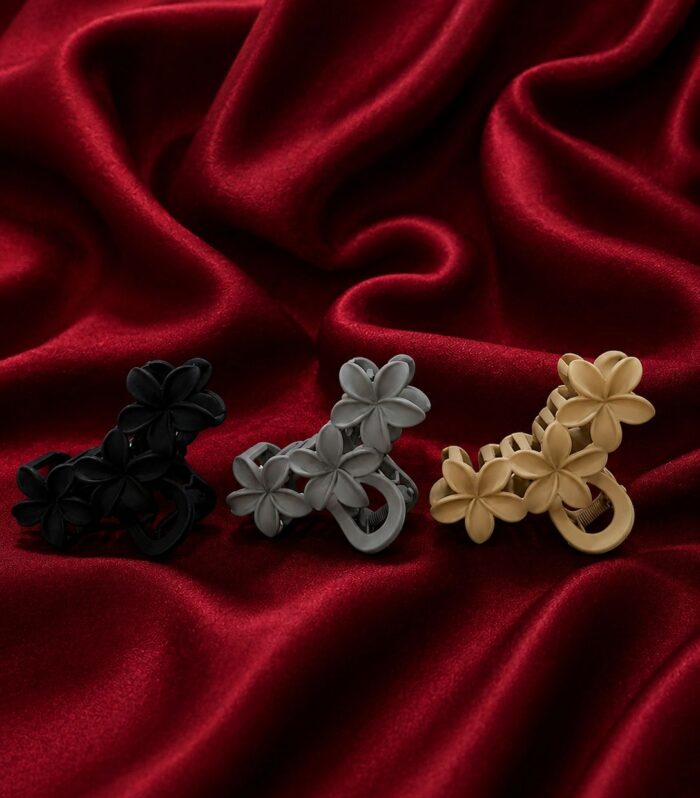 Matte Floral Hair Clips Combo Set