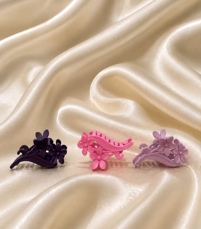 Korean Pastel Flower Claw Clip Combo Set