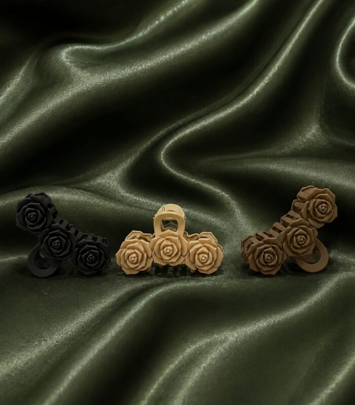 3D Rose Hair Claw Clip Combo Set